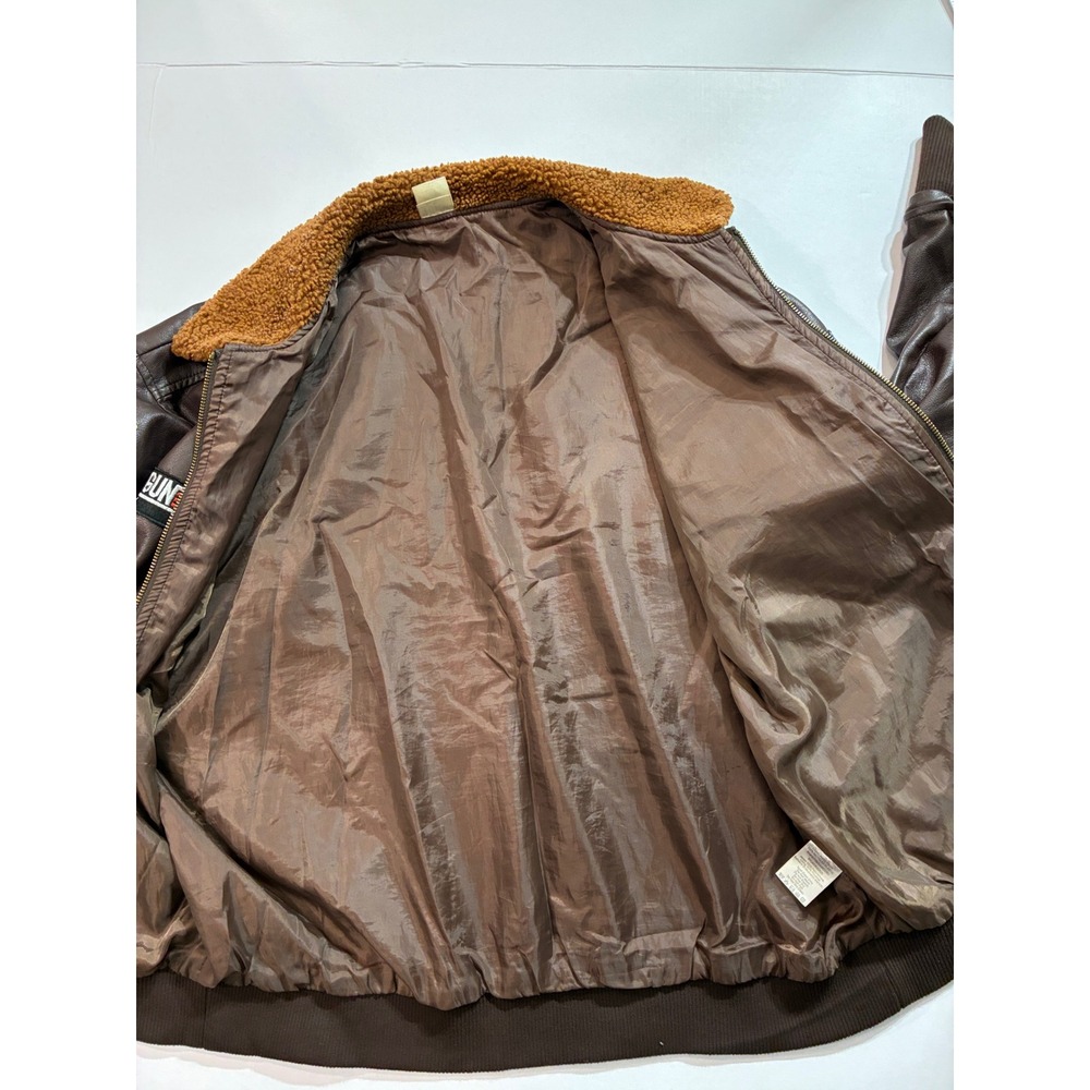 Top Gun Maverick Flight Jacket Mens Large Brown Faux Leather Sherpa Bomber Patch - Picture 9 of 9